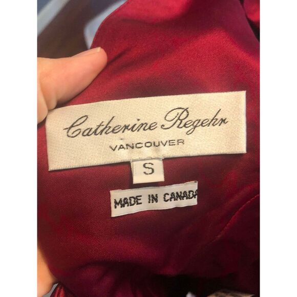 Vintage Catherine Regehr Red Silk Blend V-Neck Luxury Dress Size S - Picture 5 of 5